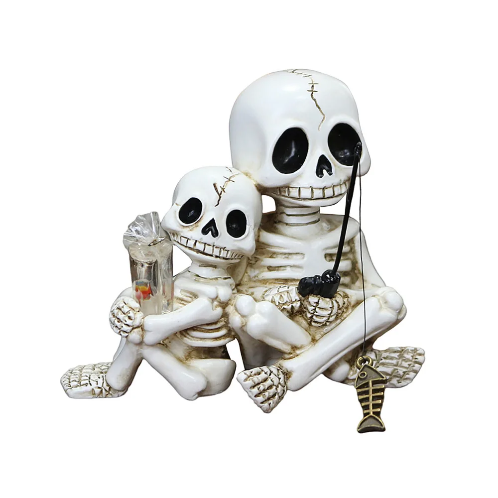 The Plant Parent - Halloween Ouder-kind Schedel Standbeeld Hars Potplant