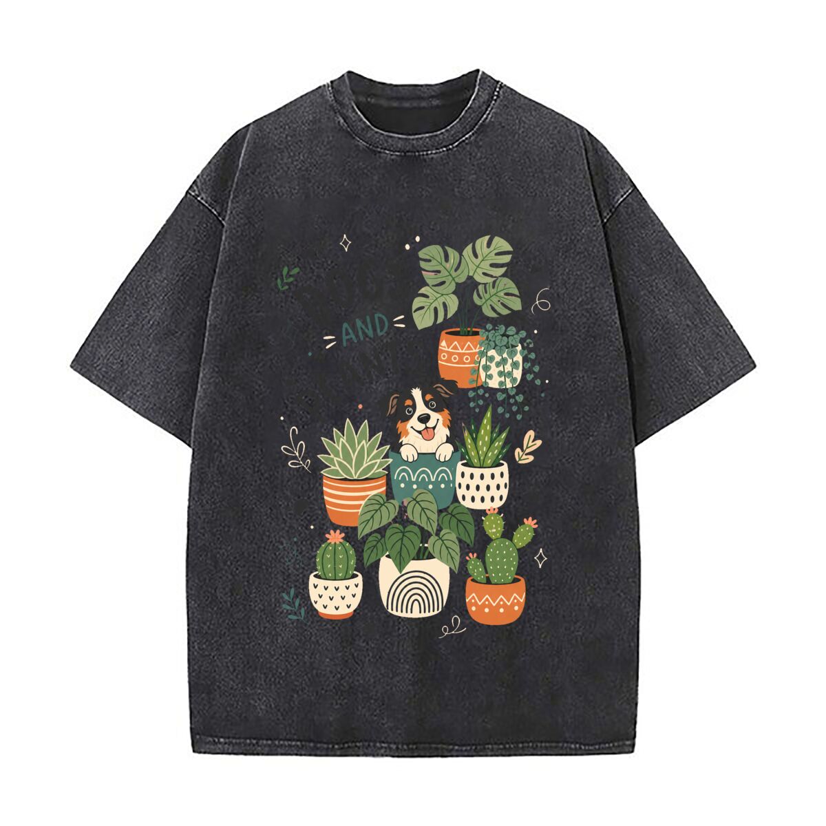 The Plant Parent - Grappige plantenliefhebbende hondenvriend-kunstwerk gewassen, verweerde, losse